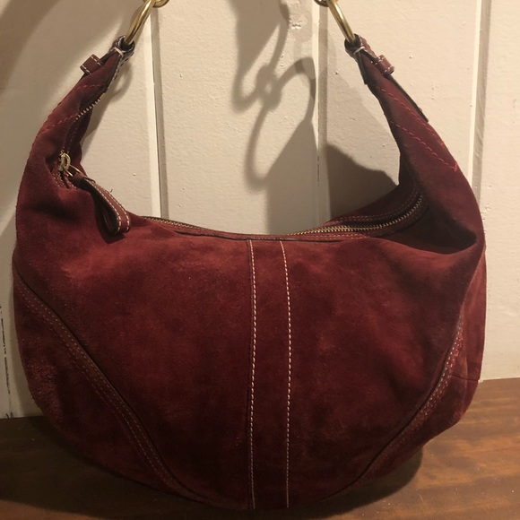 Coach Handbags - Coach Burgundy Suede Bag (Matching Shoes in Closet